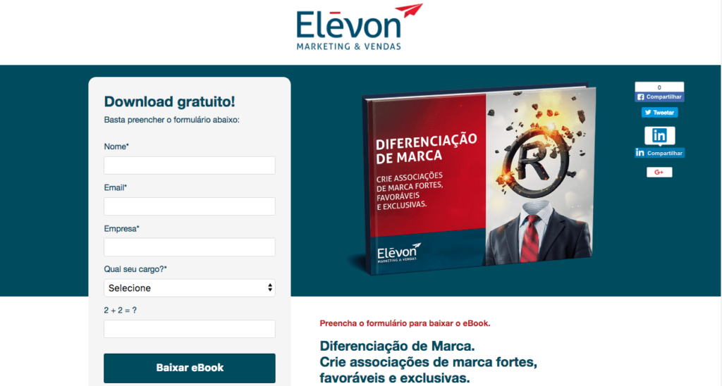 Exemplo de CTA na landing page