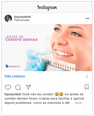 Instagram para dentistas - posts patrocinados no feed