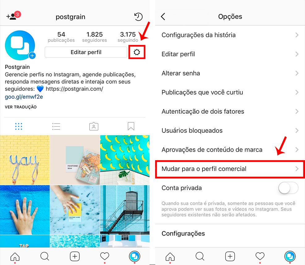 Instagram para dentistas - criar conta comercial